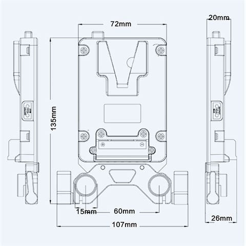 Rolux mini v-mount battery plate rl-ac13s