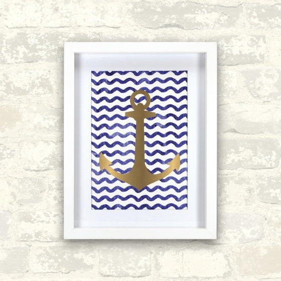 ingelijste poster Anchor 38 cm goud