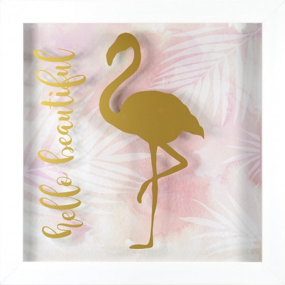 ingelijste poster hello beautiful 25,4 cm goud