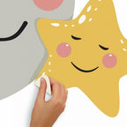 muursticker Moon & Star 64,97 x 83,79 cm grijs/geel