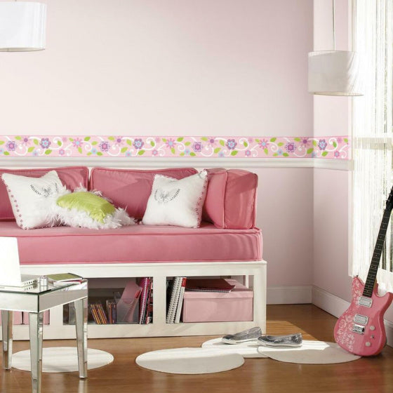 muursticker Scroll Floral 22,8 x 457 cm vinyl