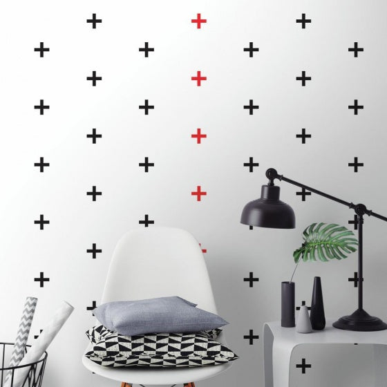 muurstickers Black & Red X vinyl 128 stuks