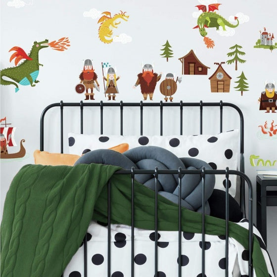 muurstickers Dragons & Vikings vinyl 23 stuks