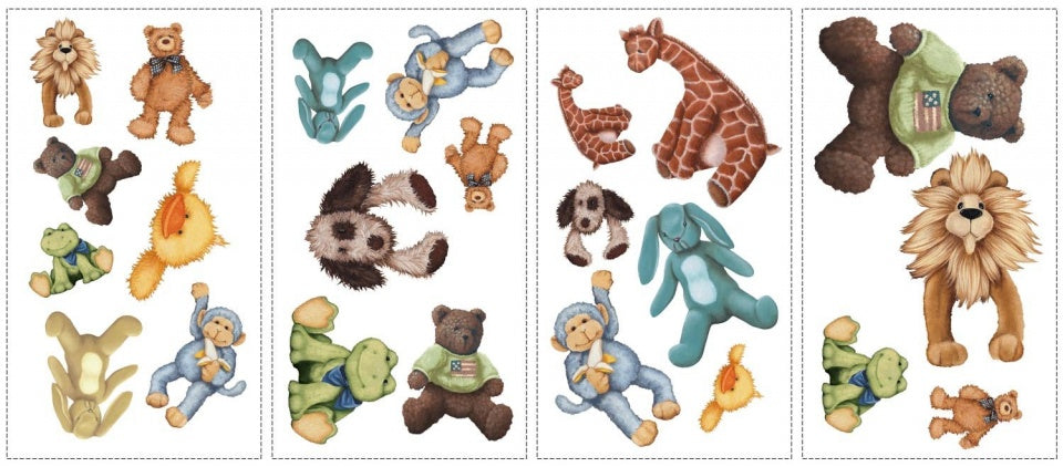 muurstickers knuffeldieren vinyl 23 stuks