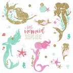 muurstickers Mermaid vinyl 21 stuks