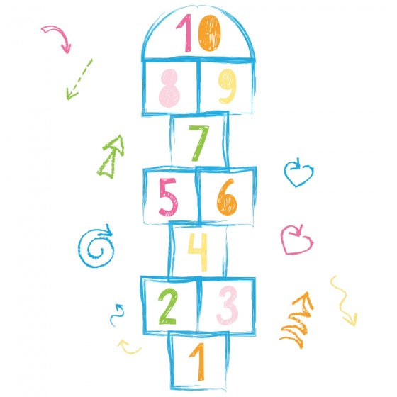 muurstickers xl Hopscotch vinyl 14 stuks