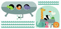 muurstickers xl Underwater Expedition vinyl 7 stuks