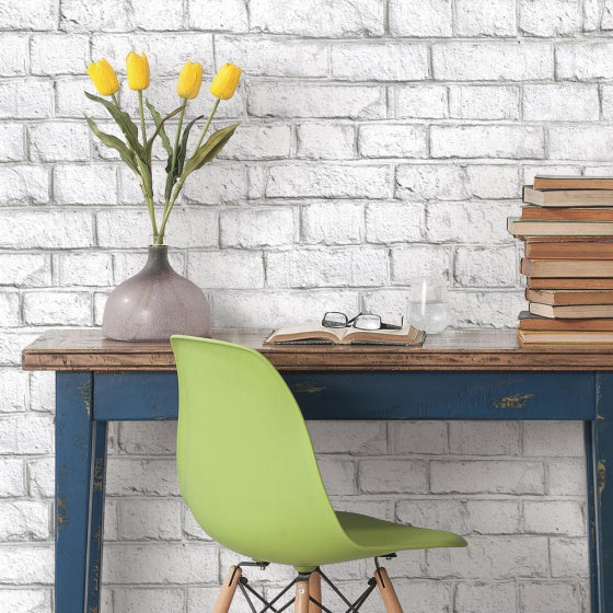 behang Peel and Stick White Brick 503 cm vinyl wit