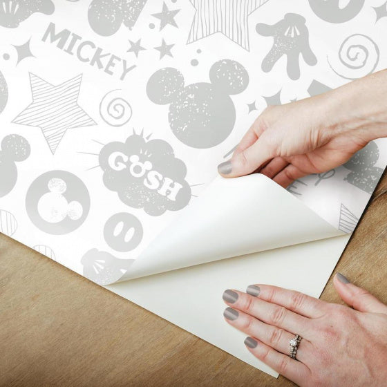zelfklevend behang Mickey Mouse 5 meter vinyl wit
