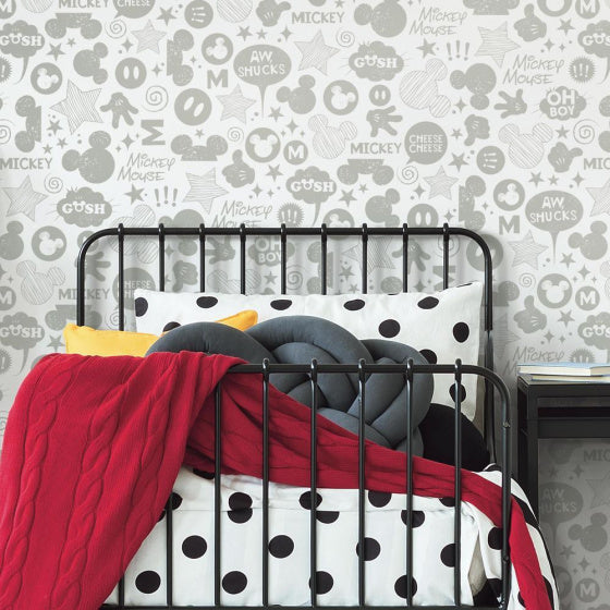 zelfklevend behang Mickey Mouse 5 meter vinyl wit