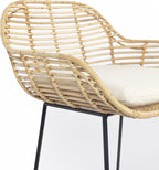 barkruk Tiger 97 x 52 cm staal/rotan naturel 2-delig