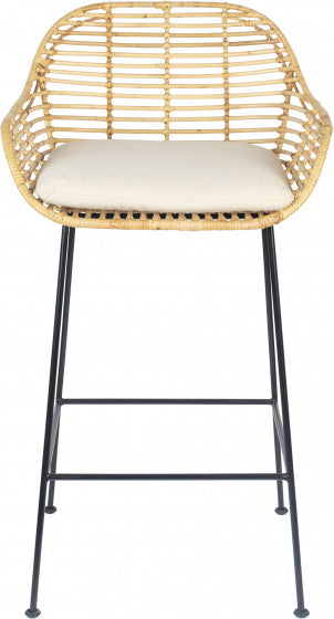barkruk Tiger 97 x 52 cm staal/rotan naturel 2-delig