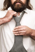 kookschort Tie & Apron heren 100 cm katoen grijs