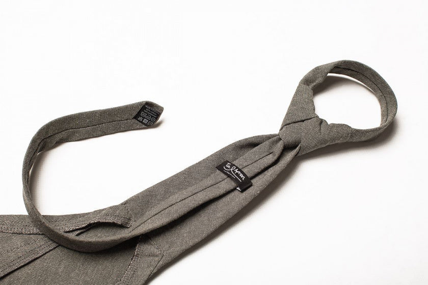 kookschort Tie & Apron heren 100 cm katoen grijs