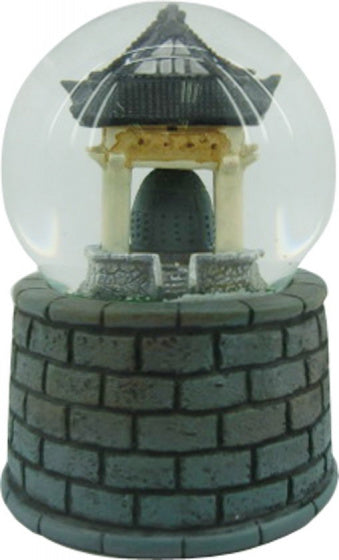 sneeuwbol met geluid Tempel 7 x 7 cm grijs