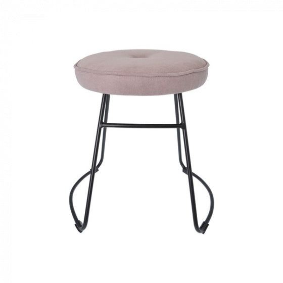 kruk 43 x 47 x 46 cm fluweel/staal zwart/lichtroze