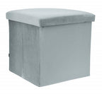 opbergbox/ poef 38 cm 55 liter fluweel grijs