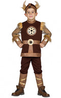 verkleedpak Viking jongen polyester bruin maat 128