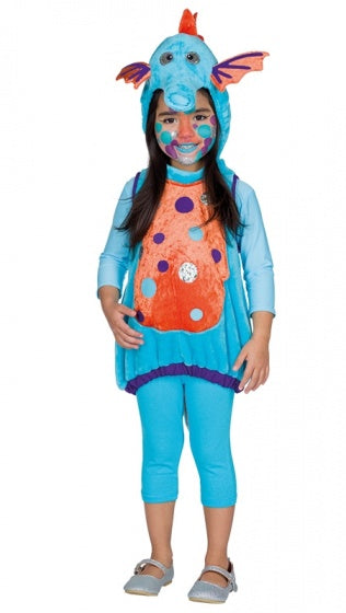 verkleedkostuum zeepaardje meisjes blauw maat 104