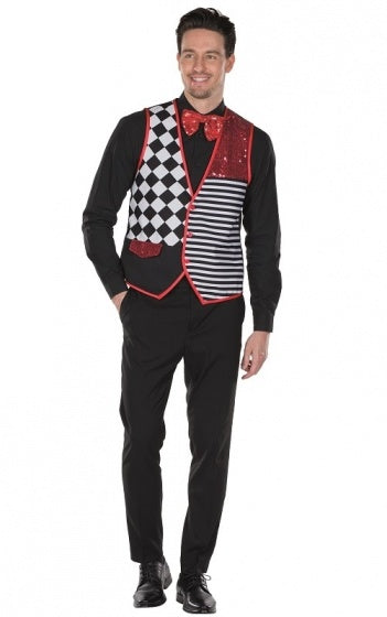 verkleedvest met strik heren zwart maat L