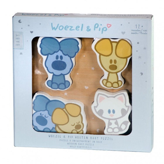 Rubo toys woezel en pip baby houten puzzel, 4st.