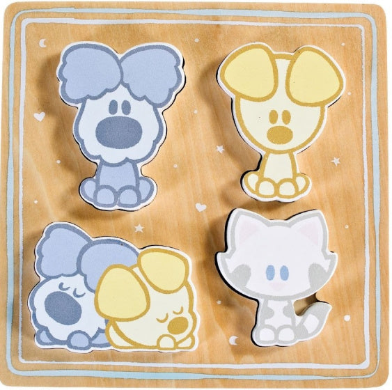 Rubo toys woezel en pip baby houten puzzel, 4st.