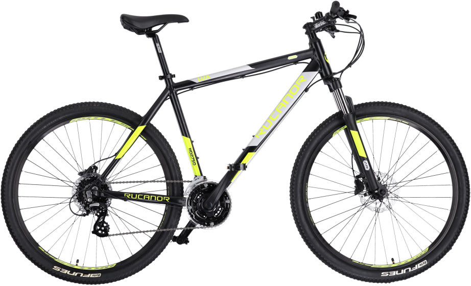 Rucanor Lux 27.5 Inch 46 cm Heren 24V Hydraulische schijfrem Zwart Geel