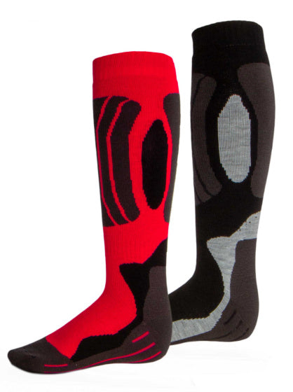 Rucanor Svindal skisokken 2-pack unisex zwart rood maat 39-42