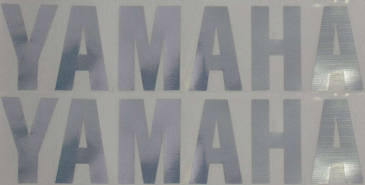 Stickerset woord Yamaha chroom / zilver 2 delig
