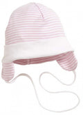 Schnizler Babymuts met oorkleppen meisje roze/wit mt 47 cm