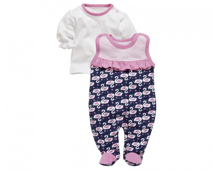 boxpakje Zwaan meisjes roze/navy 2-delig maat 50