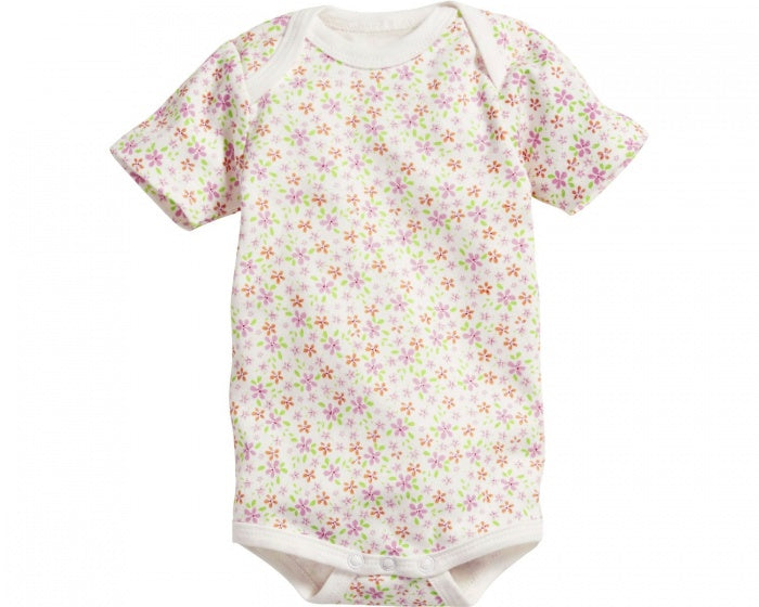 romper Bloemen korte mouw roze/beige 2 stuks mt 62/68