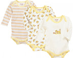 romper Hond lange mouw geel/wit 3 stuks mt 50/56