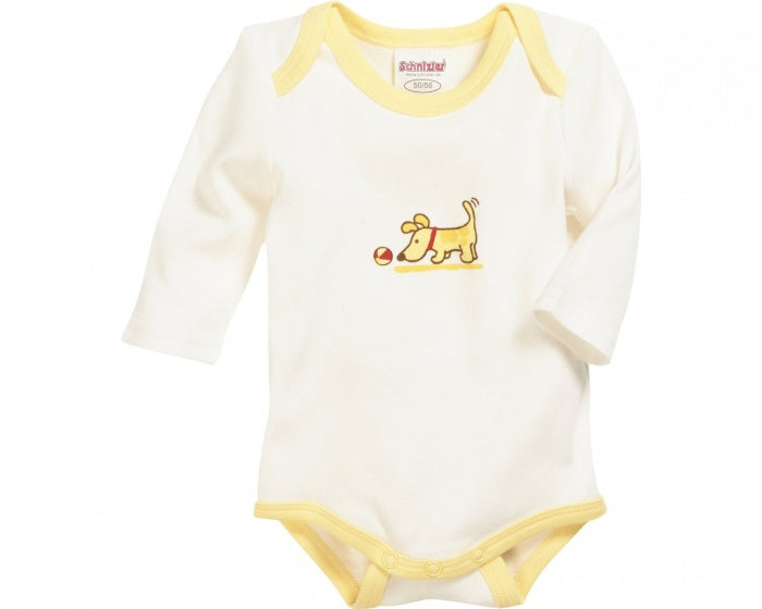 romper Hond lange mouw geel/wit 3 stuks mt 50/56