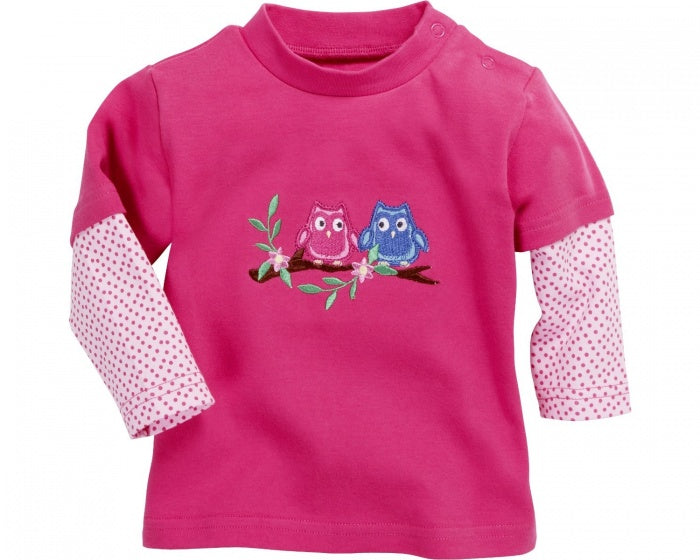 Schnizler T-shirt lange mouwen Uilen meisjes roze maat 56