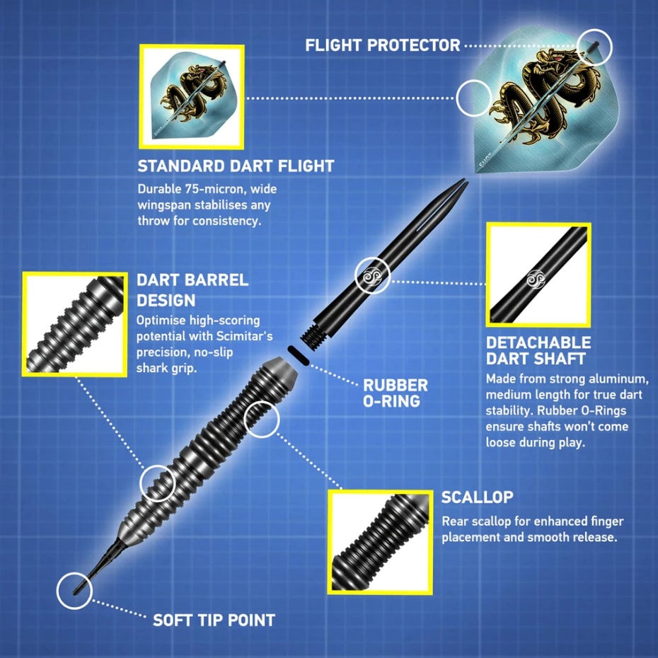 Shot Value Range Scimitar Softtip Darts Set