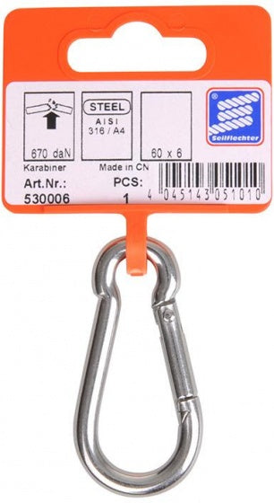 Proplus karabijnhaak - 60x6mm - a4 rvs aisi 316 - 670 dan