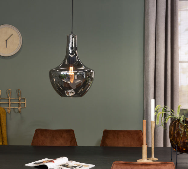hanglamp Luna 37 x 130 cm E27 smoke/zwart