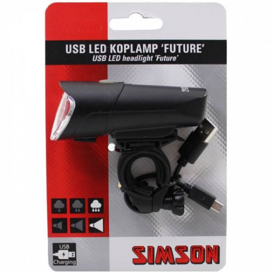 koplamp Future USB led oplaadbaar  zwart