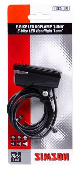 koplamp Luna e-bike led 6 cm voorvork 25 lux zwart