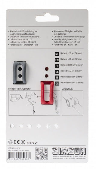 verlichtingsset Simmy led batterij rood/grijs