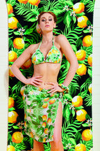 strandrok Trezza dames chiffon groen/wit one-size
