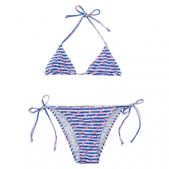 bikini Flamingo meisjes polyester blauw/wit maat 92