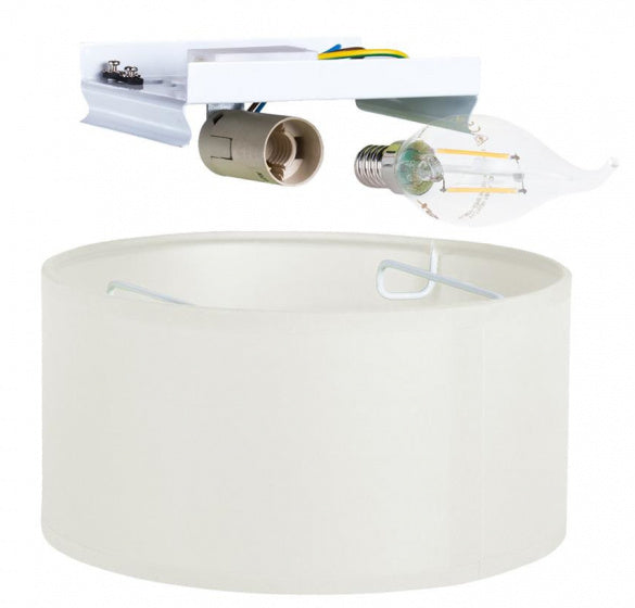 plafondlamp Mia 20 cm 1x E14 staal/textiel wit