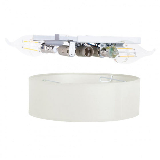 plafondlamp Mia 40 cm 3x E14 staal/textiel wit