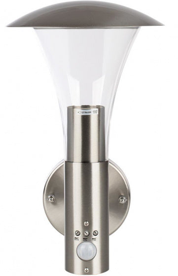 sensorlamp Milo 305 mm 1 x E27 RVS 60 watt zilver