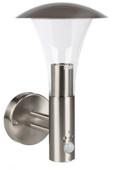 sensorlamp Milo 305 mm 1 x E27 RVS 60 watt zilver