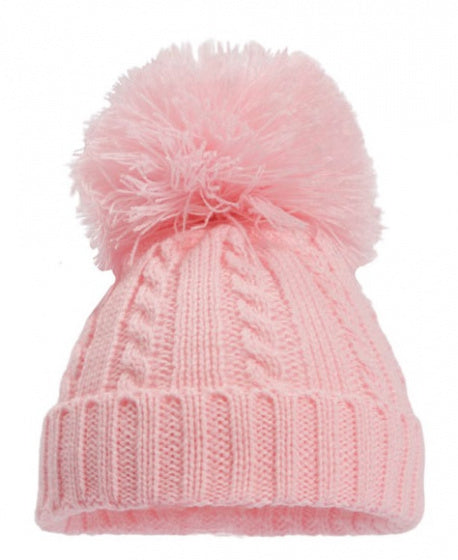 babymuts Elegance pompom acryl lichtroze maat M