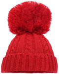 babymuts Elegance pompom acryl rood maat S/M