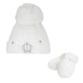 muts en handschoenen junior polyester wit 2-delig